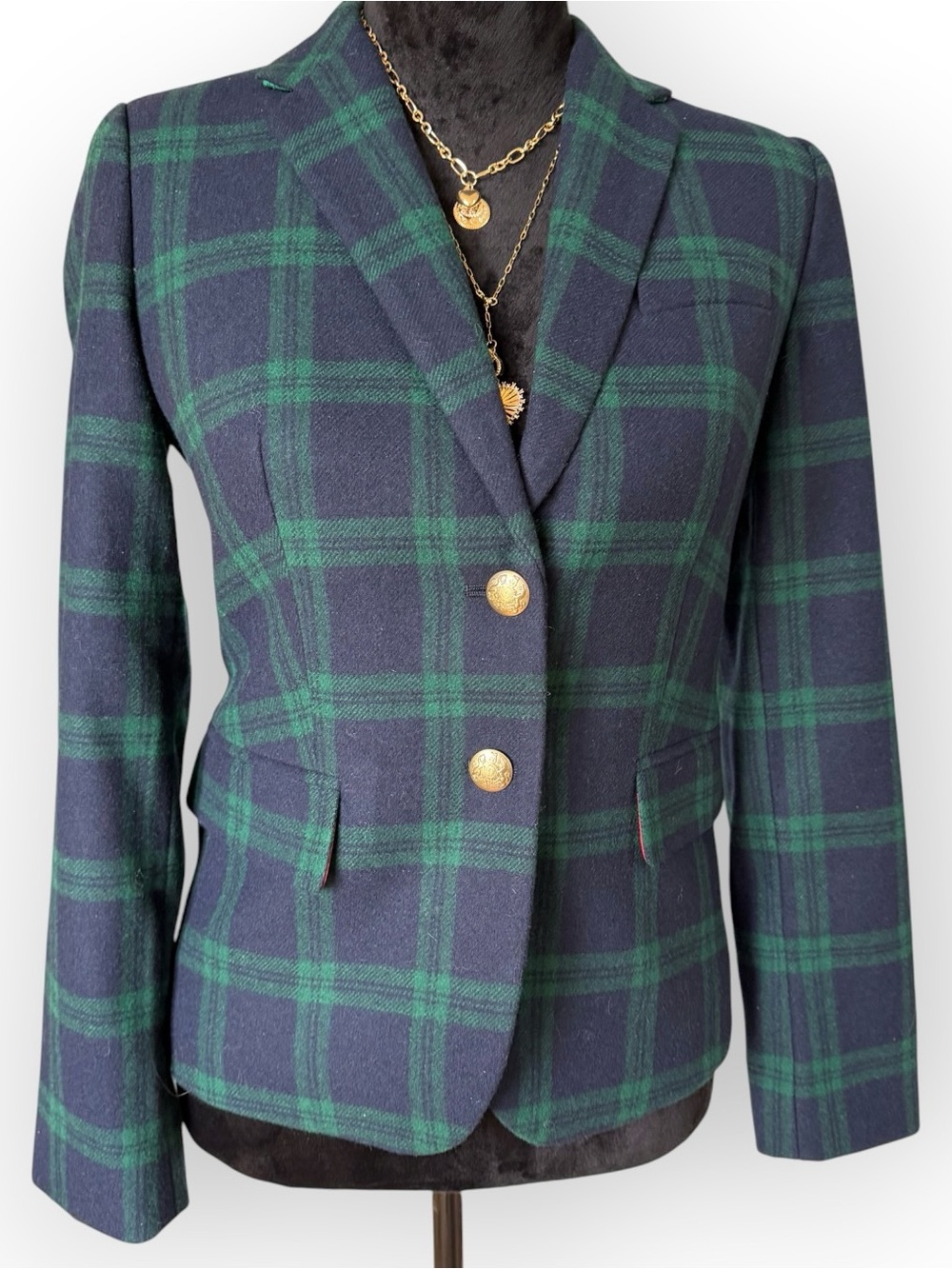 J.Crew Black Watch Tartan Plaid Schoolboy Blazer Jacket Size 2 NWT $168